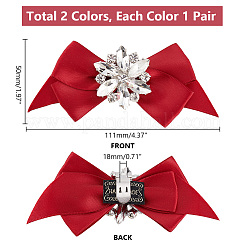 2 пара 2-х цветных украшений для обуви из полиэстера с бантами AJEW-PH0011-51