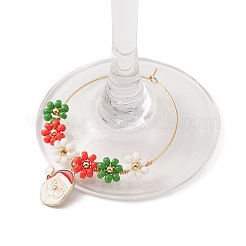 Breloques de verre à vin en alliage d'émail thème de noël&nbsp;AJEW-JO00190