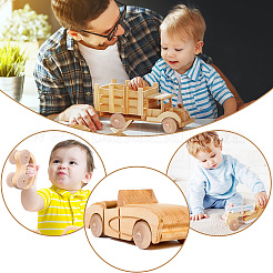 子供ビルディングブロックおもちゃセット  木製の車輪と車軸付き  アンティークホワイト  38x13mm  穴：6mm  36個/袋&nbsp;AJEW-WH0258-008