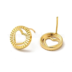 Rackplattierung Messing aushöhlen Herz Ohrstecker für Frauen&nbsp;EJEW-F288-19G