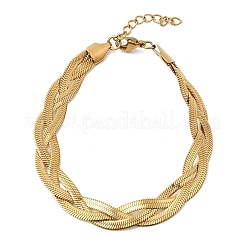 Damenarmband aus Edelstahl 304 mit ineinandergreifender Fischgrätenkette&nbsp;BJEW-K240-08C-G