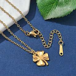 Ожерелья с подвесками из нержавеющей стали 304 с клевером&nbsp;NJEW-M109-01G