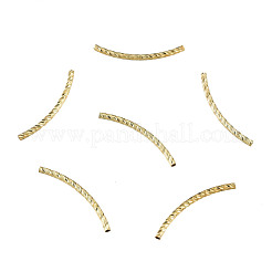 真鍮製カーブチューブビーズ  ニッケルフリー  14KGP本金メッキ  29x6x1.5mm  穴：0.8mm&nbsp;KK-N259-38A-01