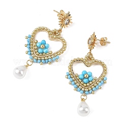 Boucles d'oreilles pendantes en magnésite naturelle et en verre pour femmes&nbsp;EJEW-MZ00782-03