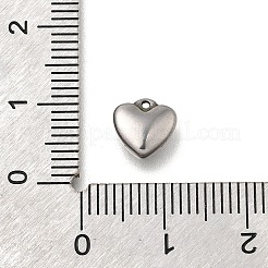 304ステンレススチールチャーム  ハートチャーム  変色防止  ステンレス鋼色  8x8x3.5mm  穴：0.8mm&nbsp;STAS-C119-16P