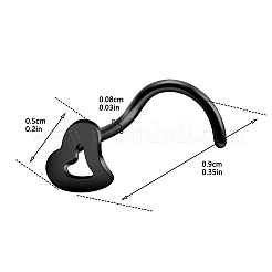 316l サージカルステンレススチール ハート フィッシュテール ノーズリング  ブラック  9x5mm  ピン：0.8mm&nbsp;WGE50C7-01