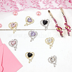 16шт. 8-х цветная стеклянная плавящаяся подвеска в форме сердца PALLOY-DR0001-02