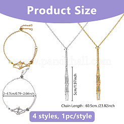 4 шт. 4 стиля 304 нержавеющая сталь плетеный макраме мешочек пустой держатель для камней набор для изготовления браслетов и ожерелий для женщин&nbsp;SJEW-DC00002