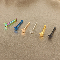 304ステンレススチール製スターノーズボーンリング  ステンレス鋼色  7mm  ピン：0.8mm  ヘッド：3mm&nbsp;WGFF656-01