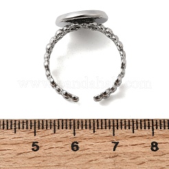 中空の花模様の304ステンレススチール製カフリング部品  ラウンドベゼルカップリングセッティング  ステンレス鋼色  13.5mm  usサイズ8 1/2(18.5mm)  トレイのサイズ：12mm&nbsp;STAS-P454-03C-P