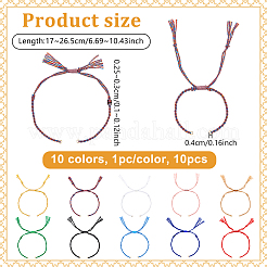 10шт 10-х цветный плетеный хлопковый шнур для изготовления браслета&nbsp;MAK-UN0001-66