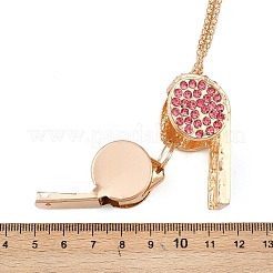 Collier avec pendentif sifflet en strass en fer et chaîne pop-corn pour femme&nbsp;NJEW-DR0001-03B