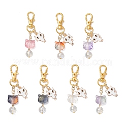 7 шт. подвеска в виде кошки из стекла и сплава с эмалью&nbsp;HJEW-JM03866