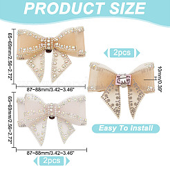 4 шт. 2-цветные украшения для обуви из полиэстера со стразами в виде банта AJEW-HY0001-80B