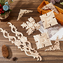 Decorazione angolare intagliata a forma di fiore in legno di gomma&nbsp;AJEW-FH0009-26