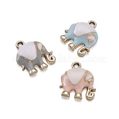 合金エナメルチャーム  ライトゴールド  象  ミックスカラー  17x14.5x5mm  穴：1.8mm  3色  10個/カラー  30個/箱&nbsp;ENAM-TA0001-12