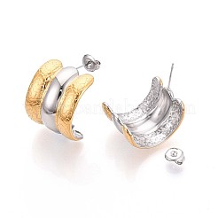 Двухцветные серьги-гвоздики из нержавеющей стали 304&nbsp;EJEW-N059-16GP