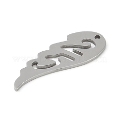 変色しない304ステンレススチールペンダント  翼のチャーム  ステンレス鋼色  35x12.5x1.2mm  穴：1.6mm&nbsp;LS-STAS-L279-007P