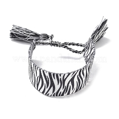 Регулируемые браслеты из полиэфирного шнура с узором в полоску зебры BJEW-B127-01A