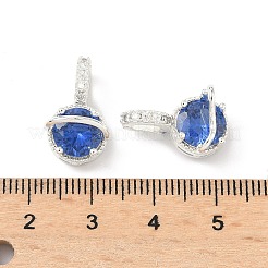 真鍮製マイクロパヴェキュービックジルコニアペンダント  ラウンドチャーム  銀  ミックスカラー  18x10.5x10mm  穴：5x3mm&nbsp;KK-Z139-04S