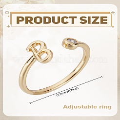 1 bague ouverte en laiton micro pavée avec zircone cubique transparente pour femme&nbsp;RJEW-LP0002-37B