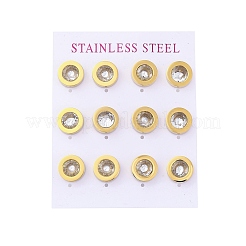 Плоские круглые серьги-гвоздики из нержавеющей стали 304 EJEW-C099-23G-03