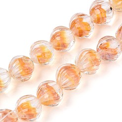 Фактурные внутренние бусины-лэмпворк ручной работы с цветком&nbsp;LAMP-T024-07F