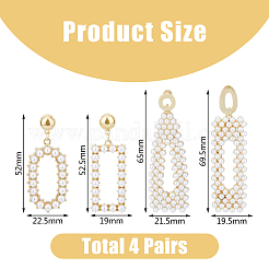 4 пара 4 стильных серег-гвоздиков из золотого сплава с геометрической формой и пластиковыми бусинами с имитацией жемчуга для женщин&nbsp;EJEW-FI0002-57