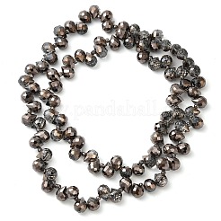 電気メッキガラスビーズセット  ティアドロップ  ブラック  10~11x8mm  穴：1mm  約93個/連  62cm&nbsp;X-EGLA-D030-17G