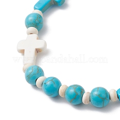 Bracelets extensibles en perles de turquoise synthétique pour hommes et femmes&nbsp;BJEW-JB12373-01