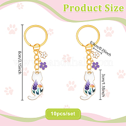 10шт. брелок для ключей с изображением кота из эмалированного сплава KEYC-NB00015