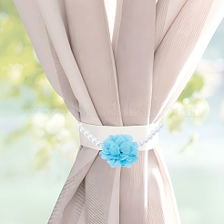 2 Stück Vorhang-Raffhalter-Clips aus Polyester mit Blumen und Glasperlen&nbsp;HJEW-DR00230