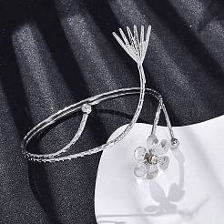 Bracelets manchettes en alliage de fleurs pour filles et femmes&nbsp;AJEW-A063-01G-P