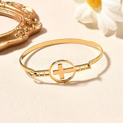 Bracelets à maillons ronds plats en acier inoxydable 201 pour femmes&nbsp;BJEW-R014-01G-03