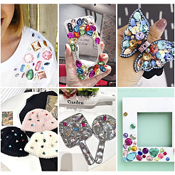 Кабошоны из акрила со стразами и плоской спинкой MACR-TA0001-62B