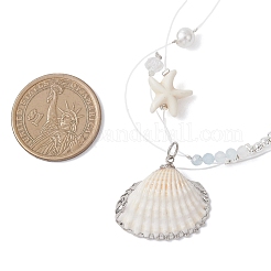 Кулон из натуральной ракушки с гальваническим покрытием&nbsp;NJEW-TA00221
