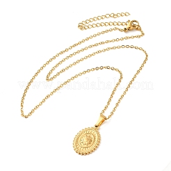 Овальные подвески с солнцем из нержавеющей стали 304 для женщин&nbsp;NJEW-U009-01G