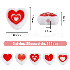 250шт 5 стиля непрозрачные бусины из акриловой эмали&nbsp;OACR-FH0001-051