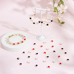 75 шт. 3-цветные бусины из сплава с эмалевым покрытием светлого золота ENAM-AR0001-92