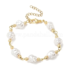 Пластиковые бусины с имитацией жемчуга и браслеты из нержавеющей стали 304 для женщин BJEW-JB12320