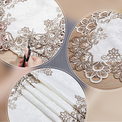 Полиэстеровая вышитая цветочная кружевная лента OCOR-WH0082-328