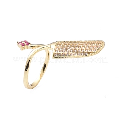 Латунные кольца для ногтей с микропаве и кубическим цирконием RJEW-D115-08G