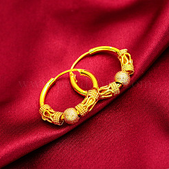 Серьги-кольца из латуни с круглыми бусинами-трубочками FS-WGD15A8-01