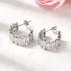 Латунные серьги-гвоздики в форме буквы С EJEW-H171-03P