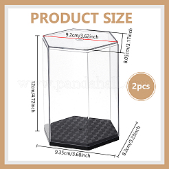 Шестиугольные пластиковые с акриловыми минифигурками витрины с черными основаниями&nbsp;ODIS-WH0079-052