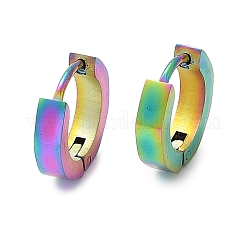 304ステンレススチール研磨効果フープピアス  イオンプレーティング（ip）  虹色  13x13.5x4mm&nbsp;EJEW-M001-35A