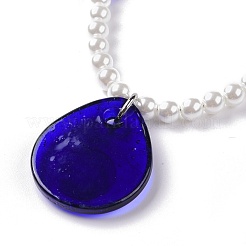 Ожерелья с подвеской в виде слезы лэмпворк и сглаза NJEW-JN03485