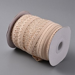 片端トリミング付きポリエステル弾性コード  フラット  桃パフ  13mm&nbsp;EC-WH0020-06H