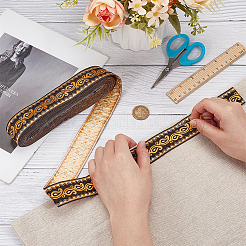 Жаккардовые ленты в этническом стиле из полиэстера SRIB-WH0011-198