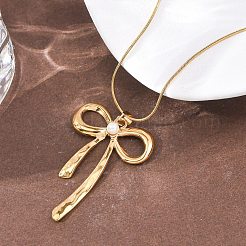 Двухслойные ожерелья с подвеской-бантом из нержавеющей стали 304 для женщин&nbsp;NJEW-Z108-01G